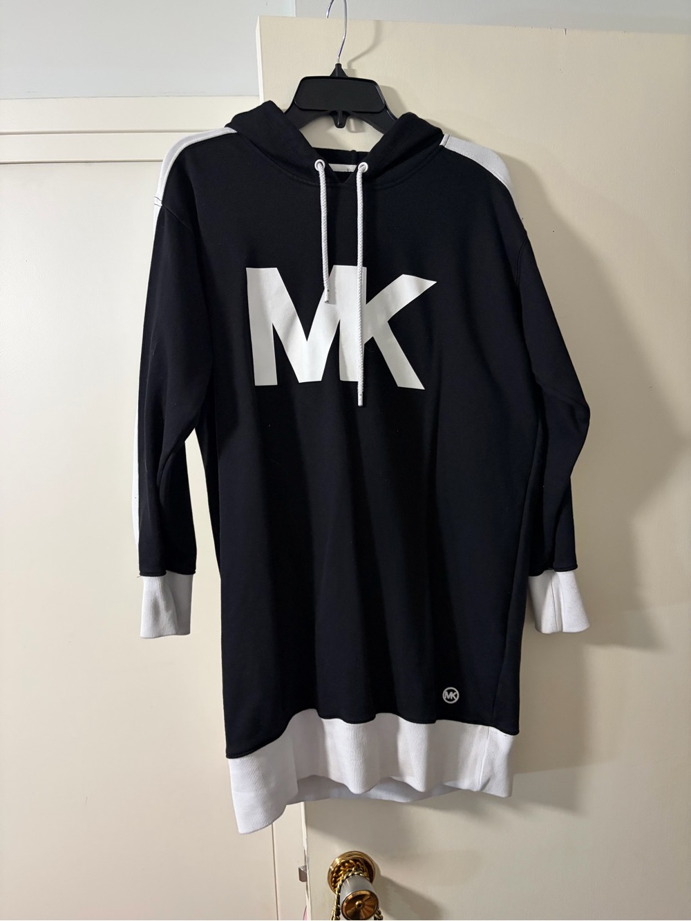 Michael Kors Black and White MK Logo Hoodie Tunic